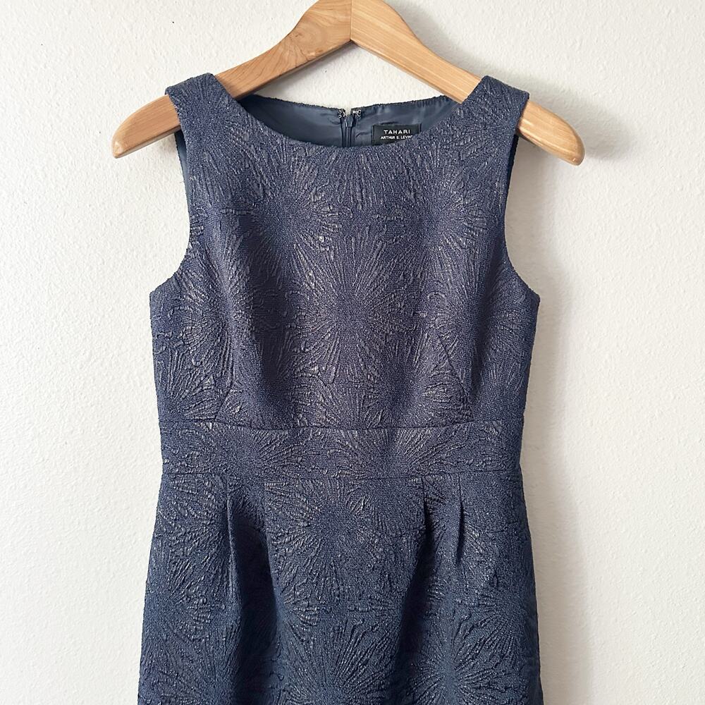 Tahari ASL‎ Sleeveless Sheath Navy & Black Shimmer Mini Dress women's size 8 - Picture 6 of 15